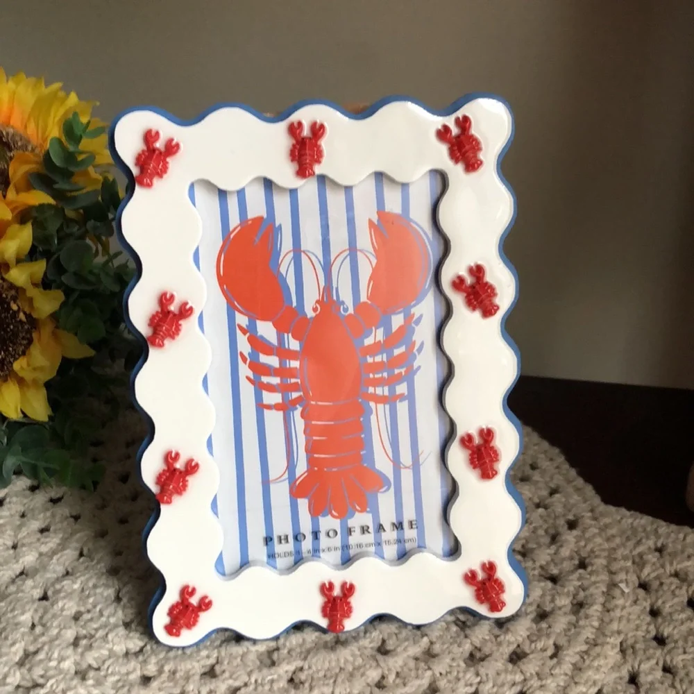 Coastal White and Red Lobster Photo Frame